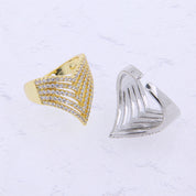 Radiant Chevron – Geometric Zircon Adjustable 14K gold plated / 925 silver plated Ring