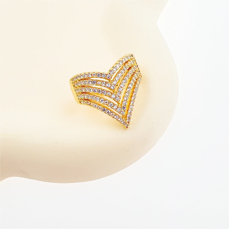 Radiant Chevron – Geometric Zircon Adjustable 14K gold plated / 925 silver plated Ring