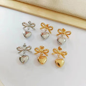 Golden Bowheart Drop Earrings