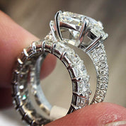 Eternal Radiance Princess Cut 925 Silver Plated Ring Set