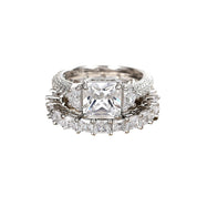Eternal Radiance Princess Cut 925 Silver Plated Ring Set