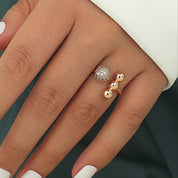 Orbit Luxe Trio Crystal 18K Gold plated Adjustable zirconia Ring