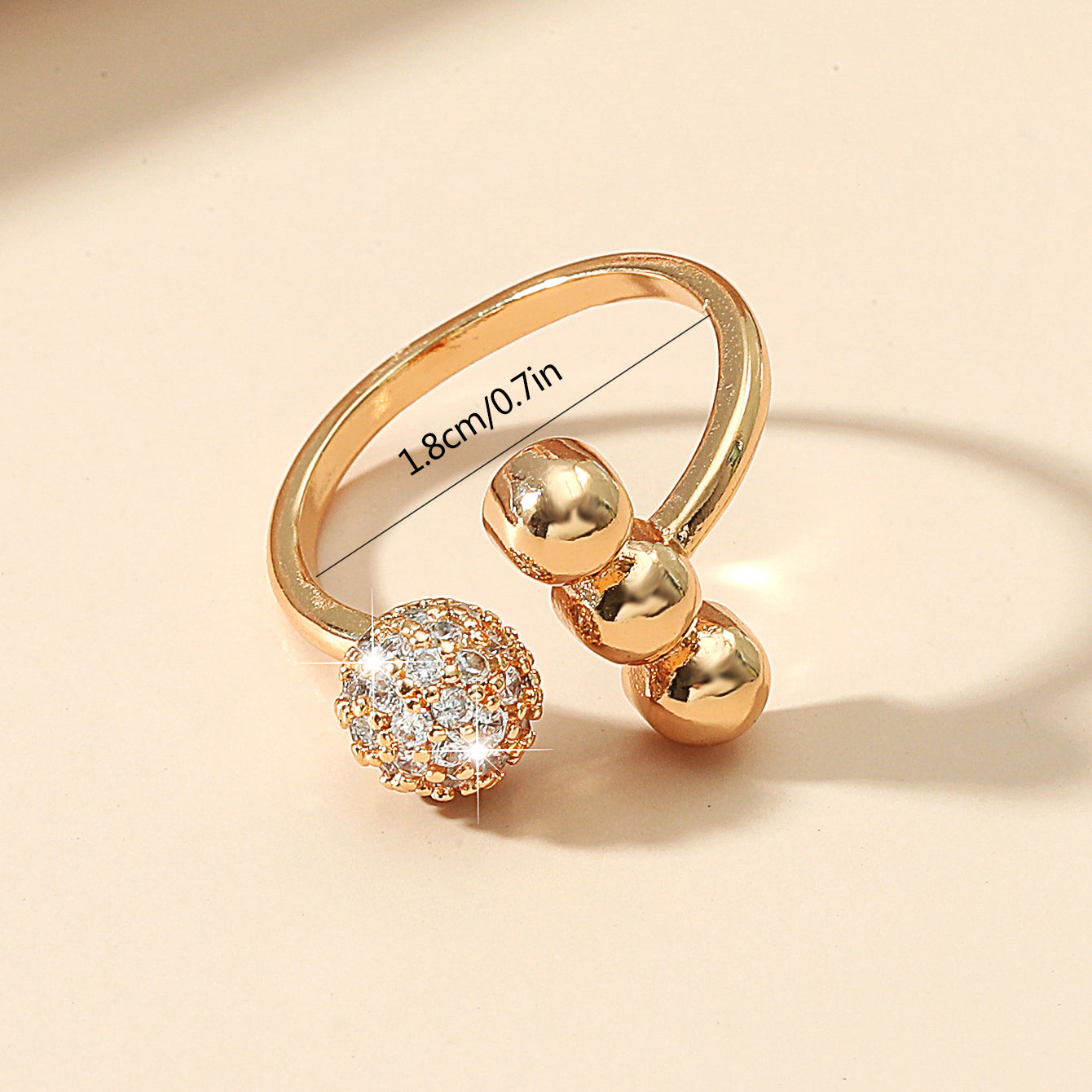 Orbit Luxe Trio Crystal 18K Gold plated Adjustable zirconia Ring