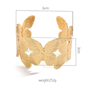 Butterfly Bloom Open Cuff Bracelet - Gold Plated