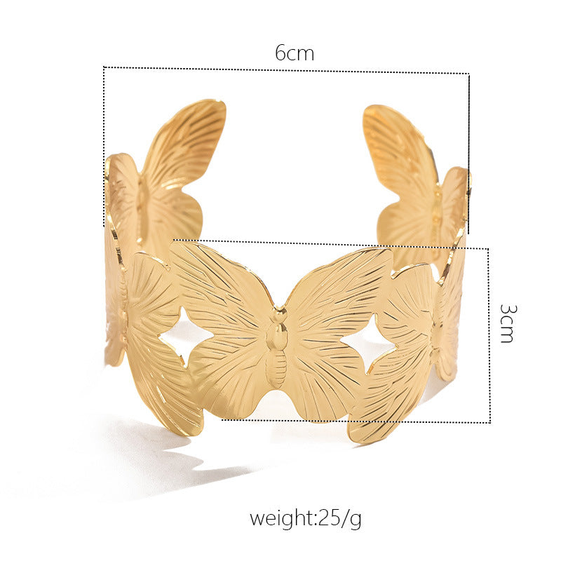 Butterfly Bloom Open Cuff Bracelet - Gold Plated