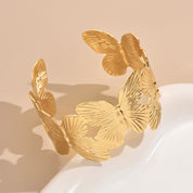 Butterfly Bloom Open Cuff Bracelet - Gold Plated