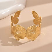 Butterfly Bloom Open Cuff Bracelet - Gold Plated