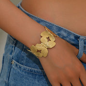 Butterfly Bloom Open Cuff Bracelet - Gold Plated