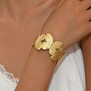 Butterfly Bloom Open Cuff Bracelet - Gold Plated