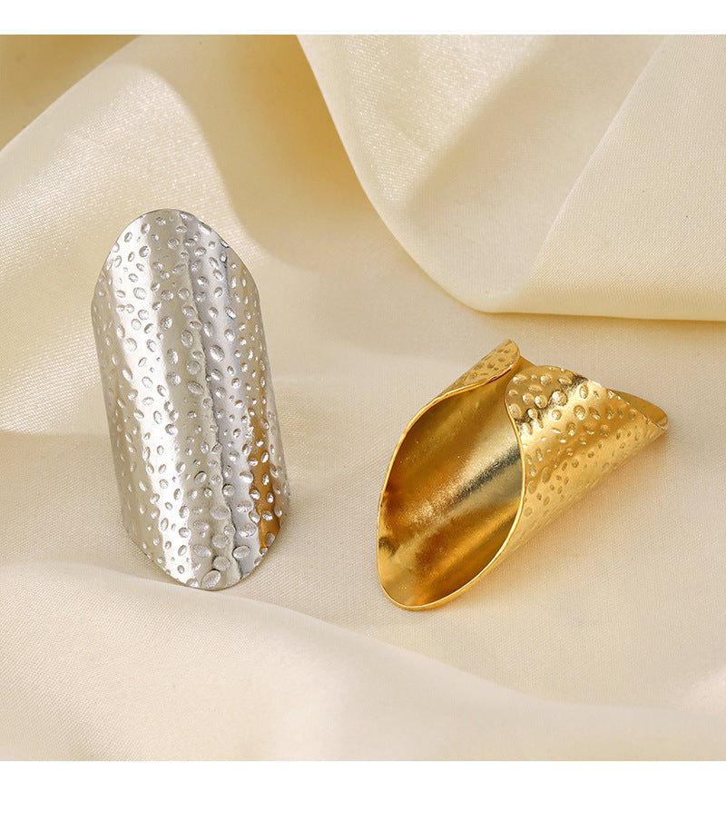 Golden Dew Textured 14K Gold /925 Silver plated Adjustable Ring