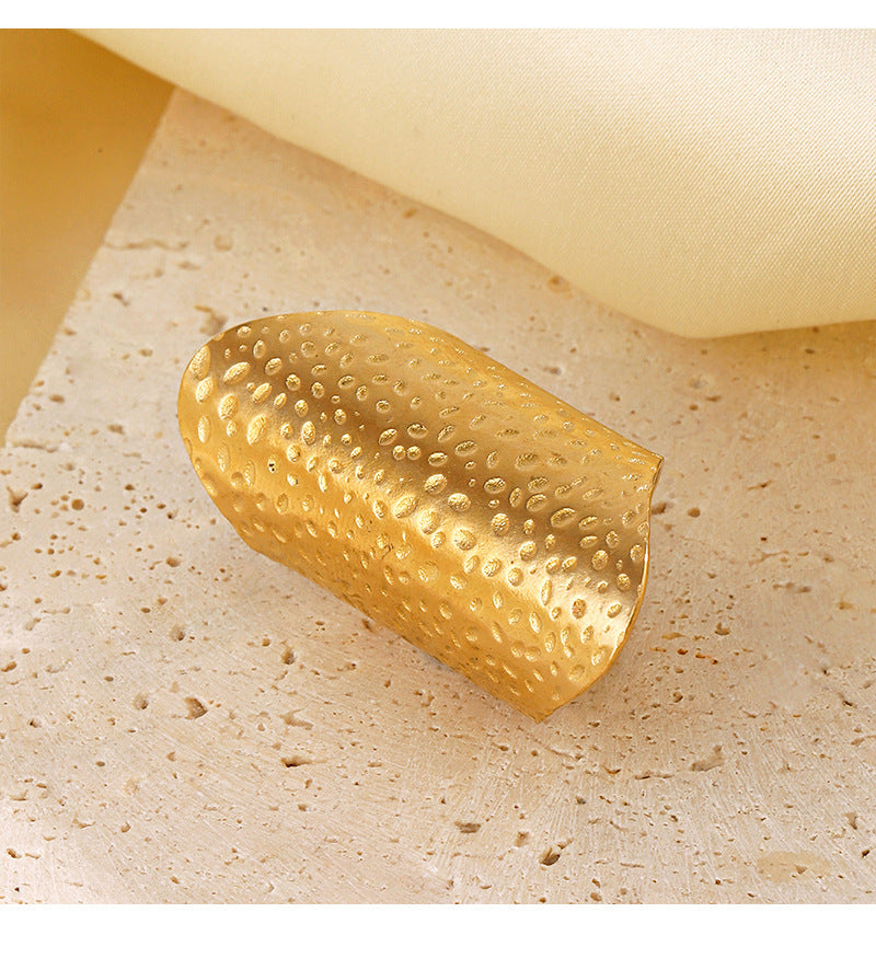 Golden Dew Textured 14K Gold /925 Silver plated Adjustable Ring