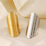 Golden Dew Textured 14K Gold /925 Silver plated Adjustable Ring