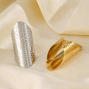 Golden Dew Textured 14K Gold /925 Silver plated Adjustable Ring