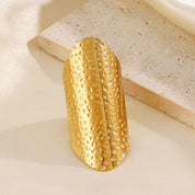 Golden Dew Textured 14K Gold /925 Silver plated Adjustable Ring