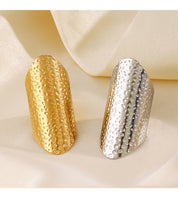 Golden Dew Textured 14K Gold /925 Silver plated Adjustable Ring