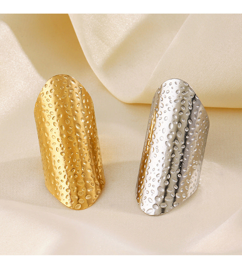Golden Dew Textured 14K Gold /925 Silver plated Adjustable Ring