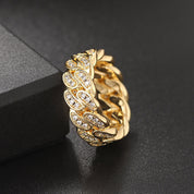 Cuban Ice Ring – 18K Gold Plated Chain Statement Ring