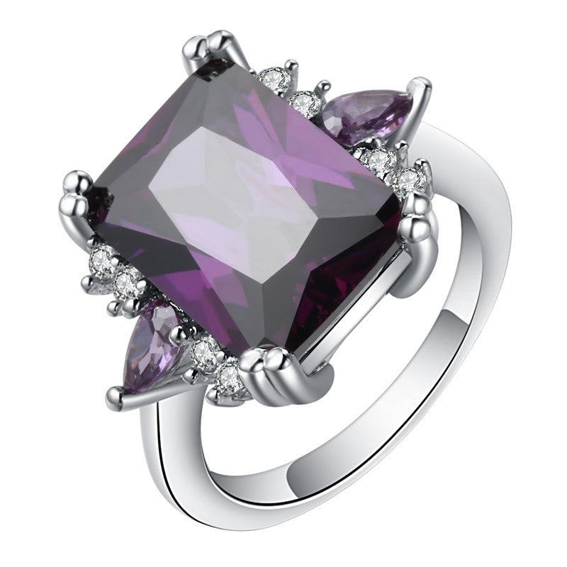 Regal Amethyst Grandeur 925 Silver plated Ring