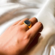 Lustra Aura Signet 14K Gold Plated Dual Tone Elegance Ring