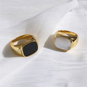 Lustra Aura Signet 14K Gold Plated Dual Tone Elegance Ring