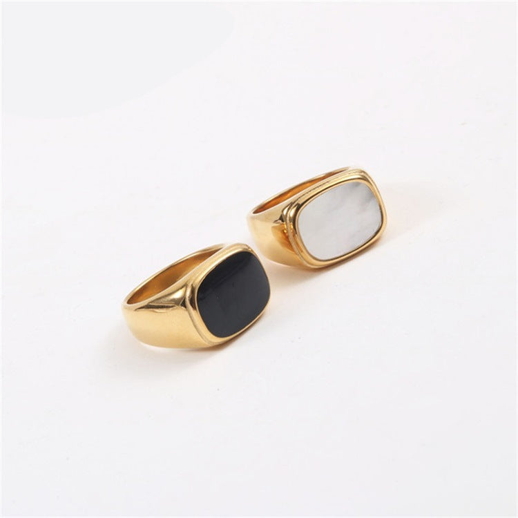 Lustra Aura Signet 14K Gold Plated Dual Tone Elegance Ring