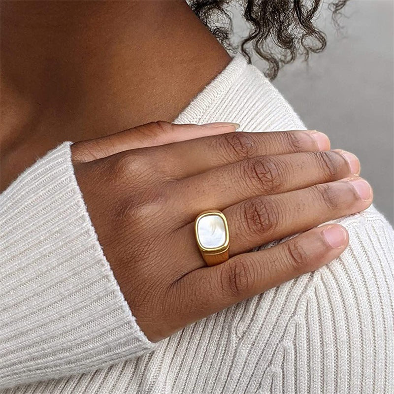 Lustra Aura Signet 14K Gold Plated Dual Tone Elegance Ring