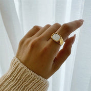 Lustra Aura Signet 14K Gold Plated Dual Tone Elegance Ring