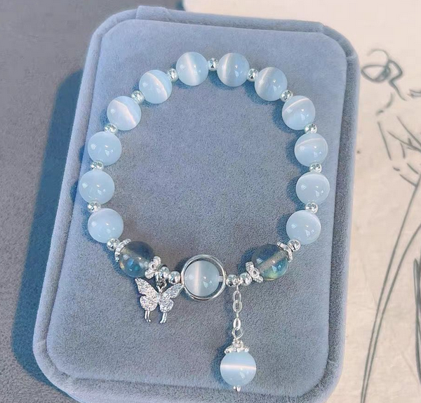 Lunar Frost Butterfly Beaded Bracelet