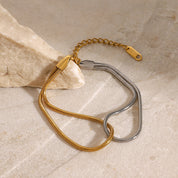 Dual-Tone Stainless Steel Snake Chain Bracelet