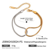 Dual-Tone Stainless Steel Snake Chain Bracelet