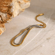 Dual-Tone Stainless Steel Snake Chain Bracelet