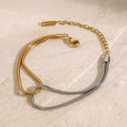 Dual-Tone Stainless Steel Snake Chain Bracelet