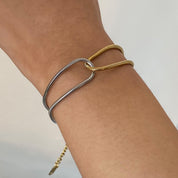 Dual-Tone Stainless Steel Snake Chain Bracelet