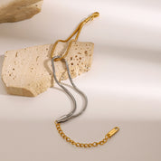 Dual-Tone Stainless Steel Snake Chain Bracelet