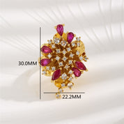 Ruby Solstice Adjustable 18K Gold Plated Statement Ring