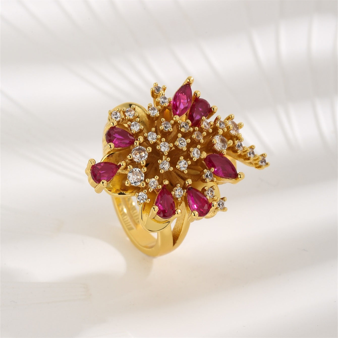 Ruby Solstice Adjustable 18K Gold Plated Statement Ring
