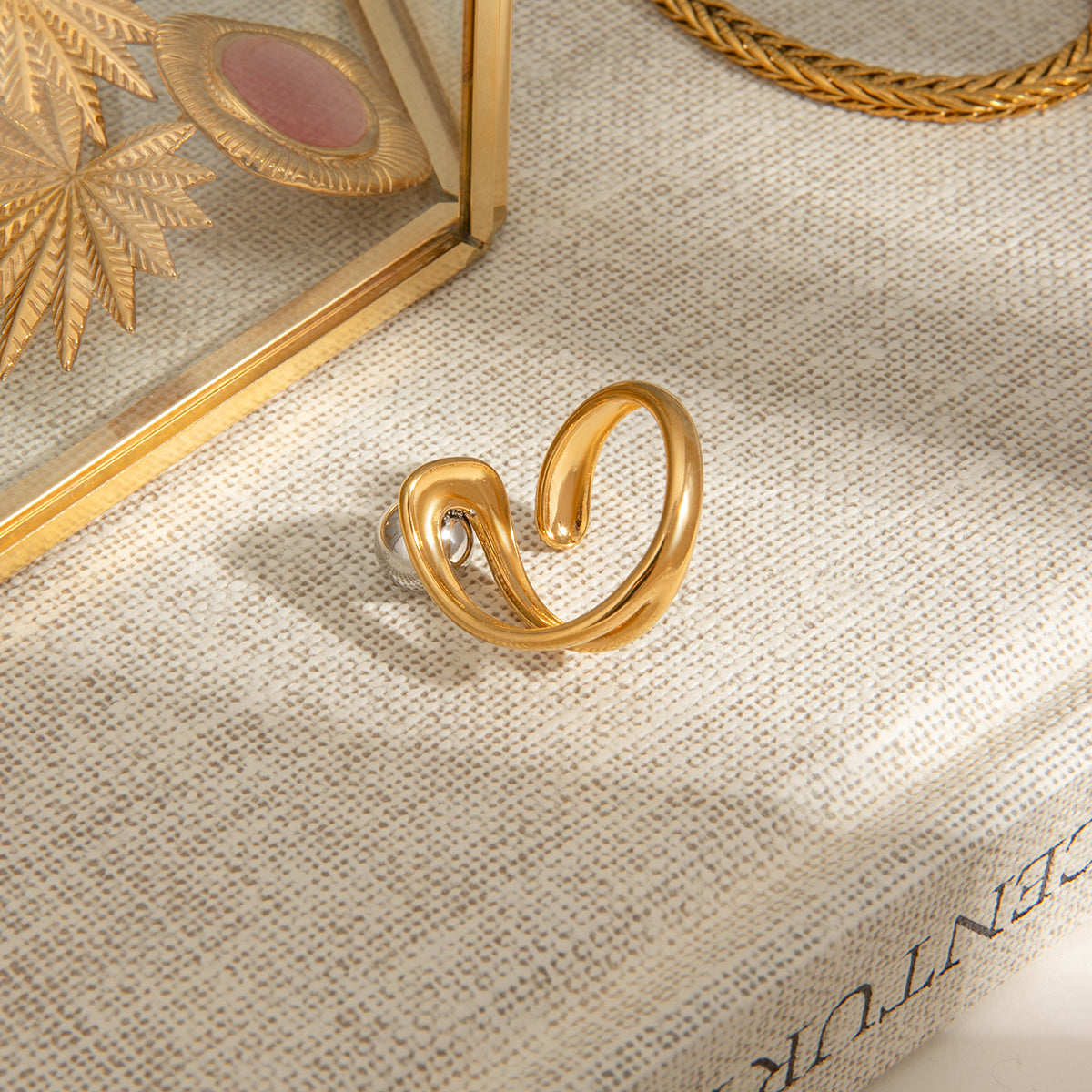 Celestia Orbit Adjustable 18K Gold Plated Statement Ring