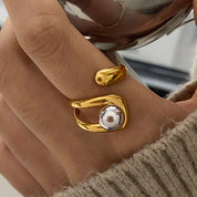 Celestia Orbit Adjustable 18K Gold Plated Statement Ring