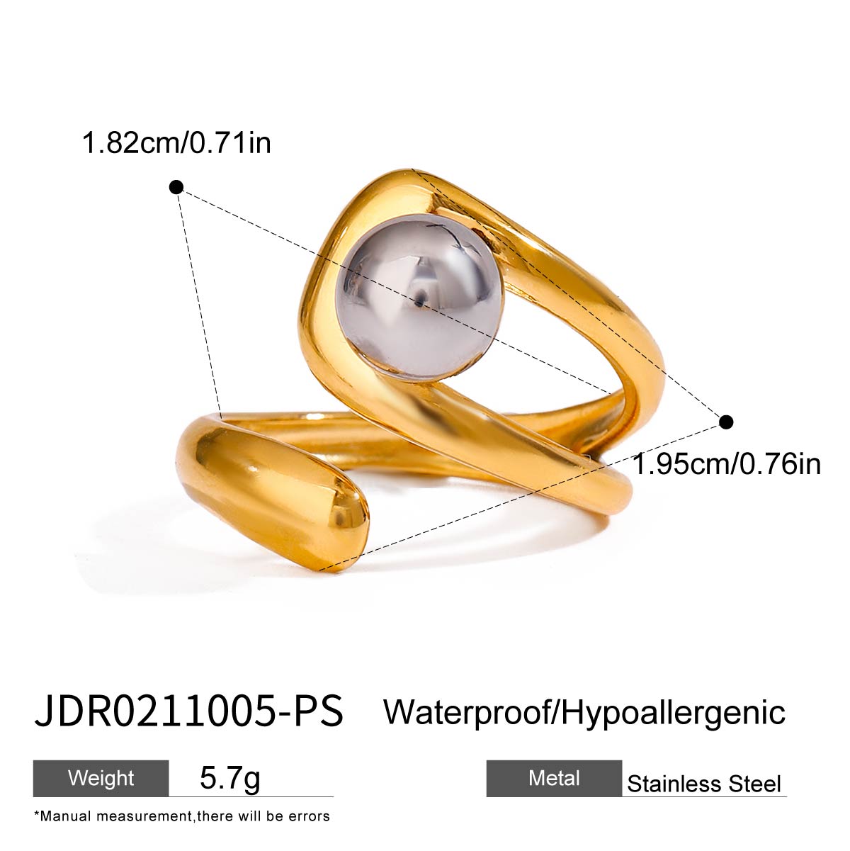 Celestia Orbit Adjustable 18K Gold Plated Statement Ring