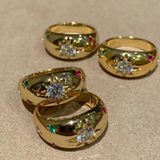 Golden Starlit Halo Ring