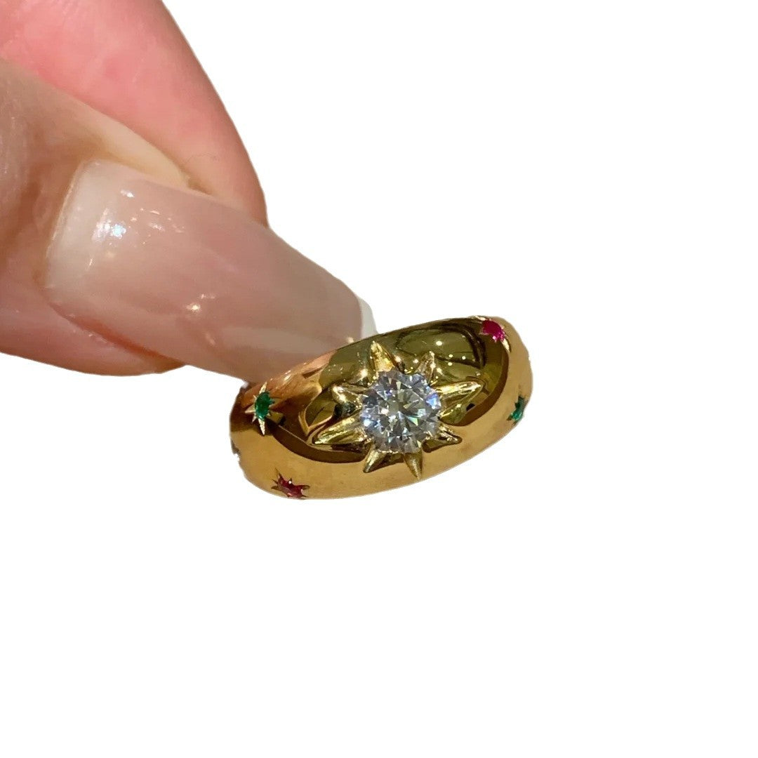 Golden Starlit Halo Ring