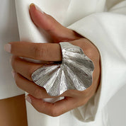 Bold Ginkgo Petal 18K Gold / 925 Silver Plated Statement Ring