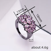 Amethyst Bloom Cluster Black River Plated Ring