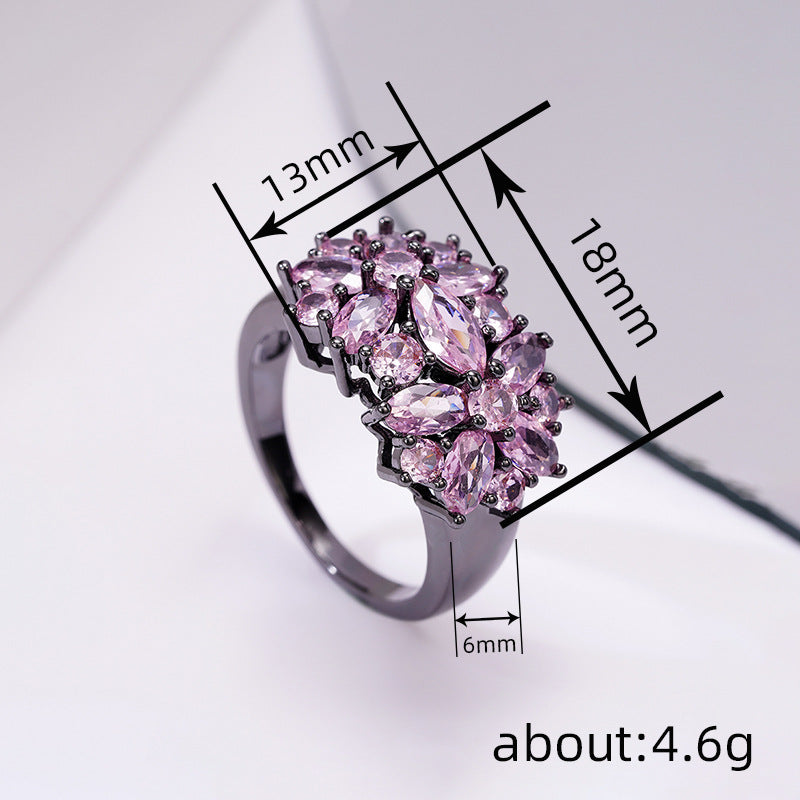Amethyst Bloom Cluster Black River Plated Ring