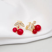 Scarlet Blush Cherry Clip Earrings