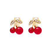 Scarlet Blush Cherry Clip Earrings