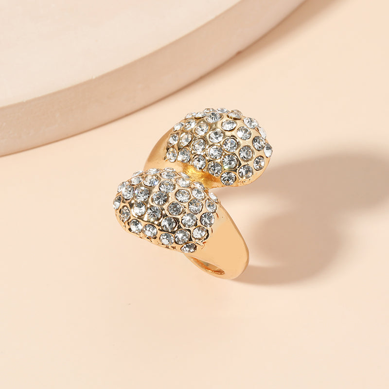 Twin Spark Aura– 18K Gold plated Crystal Adjustable Statement Ring