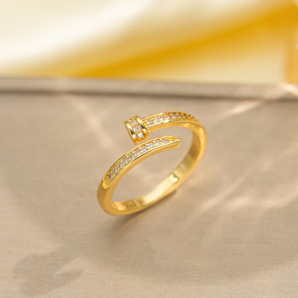 Eternal Luxe Adjustable 18K Gold Plated /925 Silver Plated Band Ring