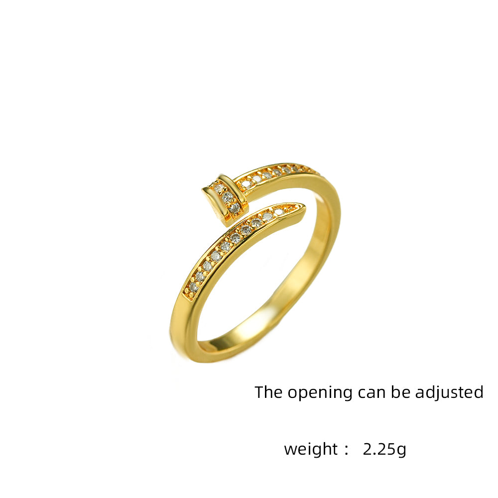 Eternal Luxe Adjustable 18K Gold Plated /925 Silver Plated Band Ring