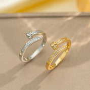 Eternal Luxe Adjustable 18K Gold Plated /925 Silver Plated Band Ring